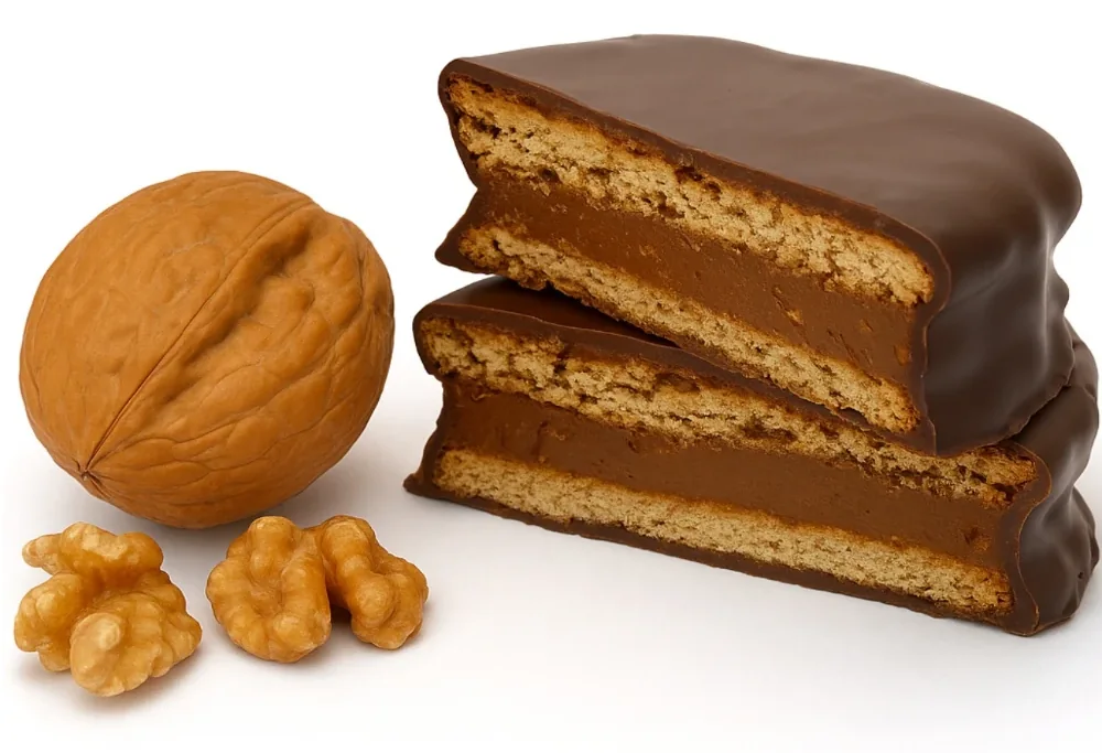 Alfajores de chocolate con nuez